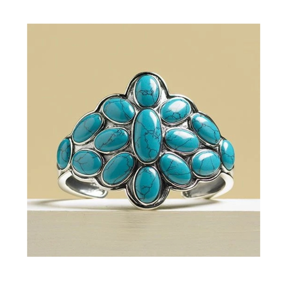 Inspired Turquoise and Silver Cuff (simulated)